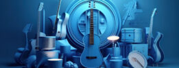 3d-surround-rendered-geometric-shapes-background-surrounding-blue-musical-instruments_9850011